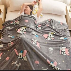 NWT Gray Elephant Print Blanket